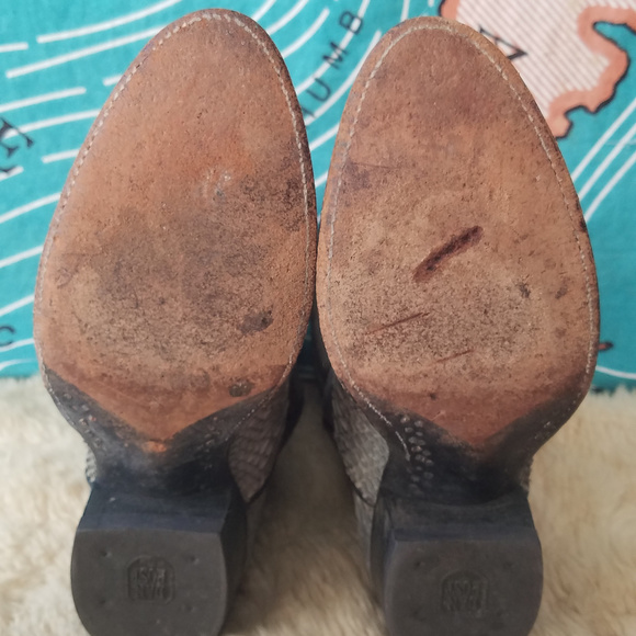 Vintage Blue Snakeskin Cowboy Boots - Picture 3 of 7